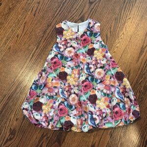 Kookooshka Cape Cod Toddler Girls Dress 3/4 Bubble Hem Floral Butterflies EUC